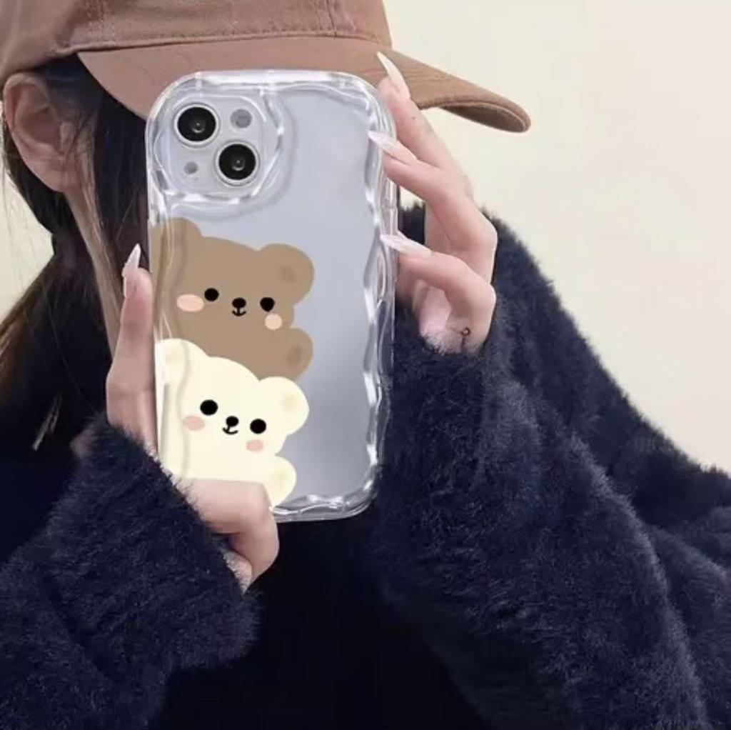Popular Brown and White Bear Is Suitable for Iphone16promax Mobile Phone Case Apple 15 Girl 14pro Japan and Korea 13/12