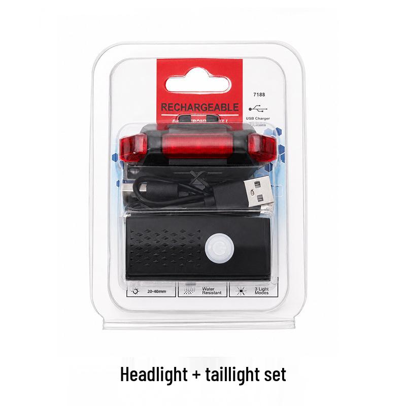 USB Rechargeable Bicycle Headlight Night Riding Set - Outdoor Cycling Equipment