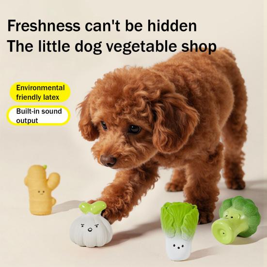 Squeaky Vegetable Dog Toy Broccoli Ginger Shape Dog Chew Toy Latex Interactive Puppy Teething Toy for Small Medium Dogs