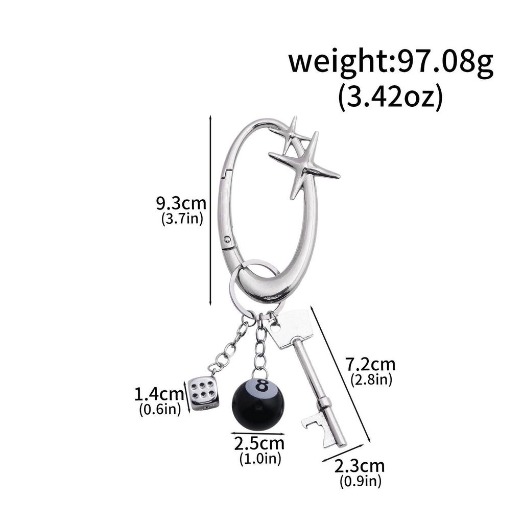 Fashionable Irregular Shape Dice Billiard Bag Pendant Metal Keychain - Hot Selling