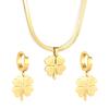 Luxury Fashion Clover Earrings And Necklace Jewelry Set Elegant Earring Gift Box