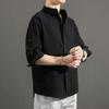 Summer Shirt Seven-quarter Sleeve Men's Stand-up Collar Cotton Linen Shirt
