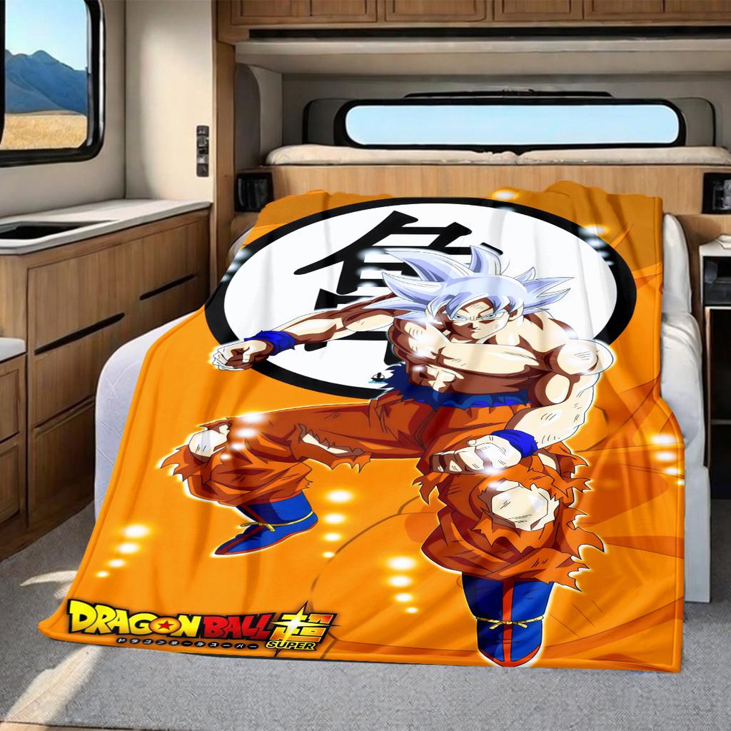 1 Stück Son Goku Druck Flanelldecke, Hohe Qualität für alle Jahreszeiten, Heimdekoration, Wärme und Komfort, Perfekt für Weihnachtsgeschenke