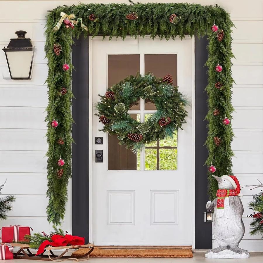 275Cm Artificial Plants Christmas Tree Cypress Leaf Garland Wreaths Home Party Decor Outdoor Yard Artistic Pine Rattan Accessory