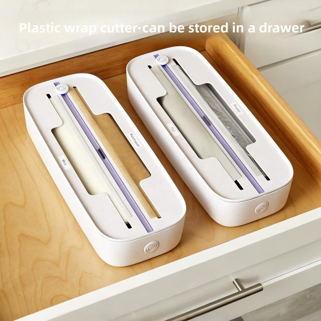 Kitchen Food Wrap Dispenser With Abs Material For Easy Cutting And Fresh Food Preservation
