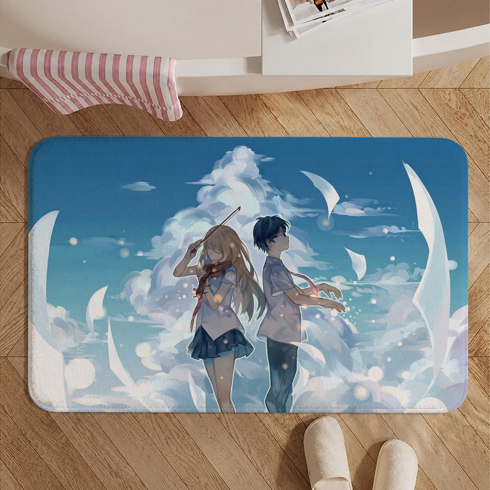 Anime-Your Lie in AprilS Floor Mat Soft Non-Slip Bath Mat, Bedside Carpet, Absorbent Doormat for Home