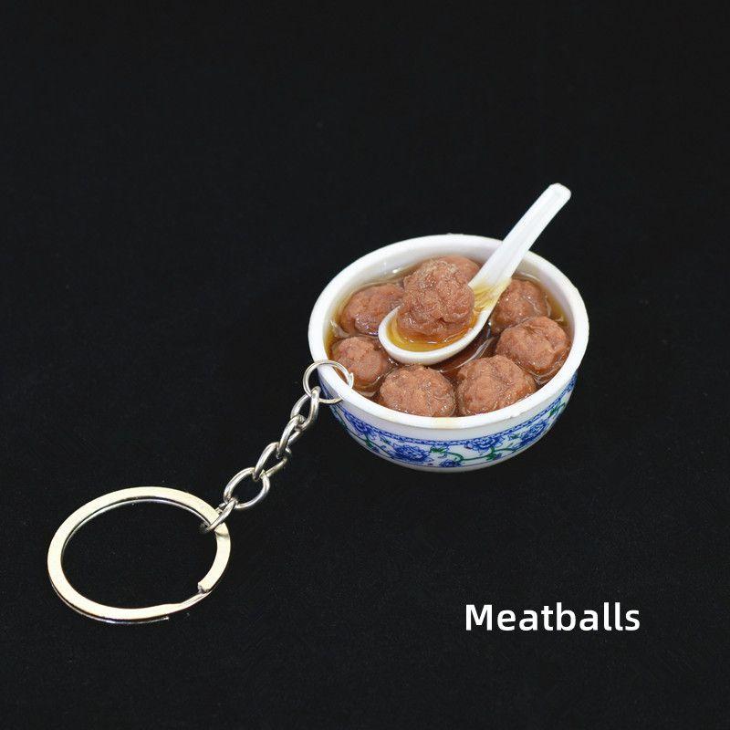Niedliche Mini-Schüssel-Schlüsselanhänger in Form von künstlichem Essen
