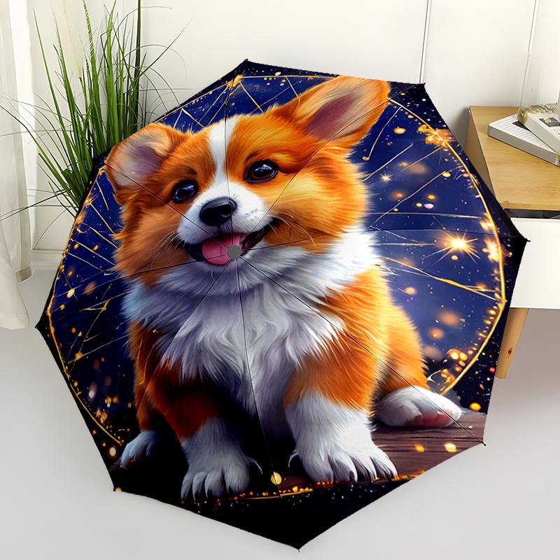 1PC Cute Puppy Dog Folding Umbrella Fashion Auto-Open Design 8 Iron Ribs Plastic Handle Foldable Sunshade Perfect Christmas Gift