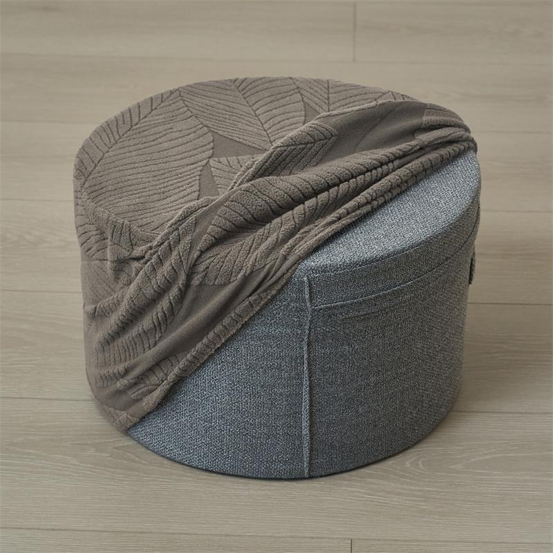 1PC Soft Jacquard Ottoman Stool Cover Living Room Round Elastic Footrest Cover All-inclusive Foot Stool Seat Slipcover Bedroom