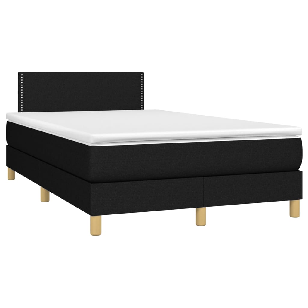 Box Spring Bed with Mattress Black 120x200 cm Fabric