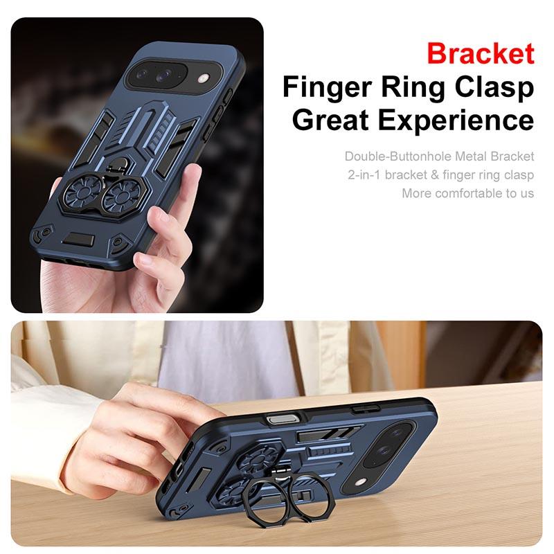 Shockproof Armor Case For Google Pixel 10 Pro 5G Dual Finger Ring Rotate Metal Bracket Stand Holder Cover