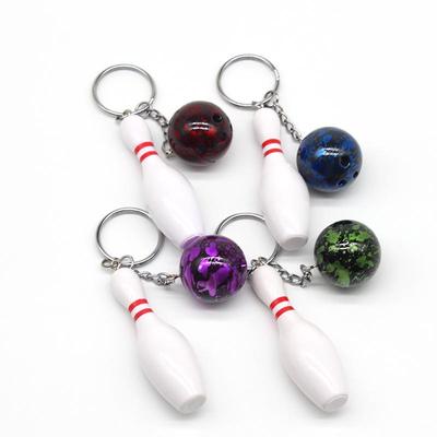 Colorful Bowling Ball Plastic Keychain Pendant Gift