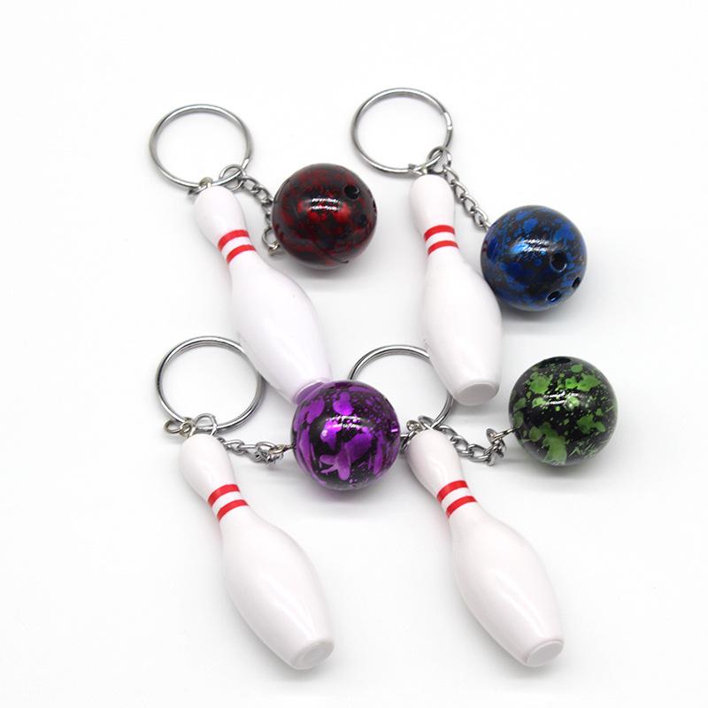 

Colorful Plastic Bowling Ball Keychain - Creative Pendant Keychain Gift Red