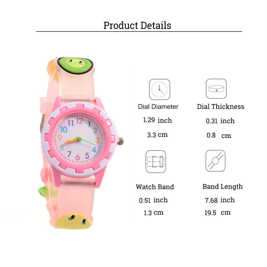 Fashionable and Cute Cartoon Pattern Silicone Strap Colorful Dial Children's Quartz Watch, Suitable for Daily Wear, Christmas Gi