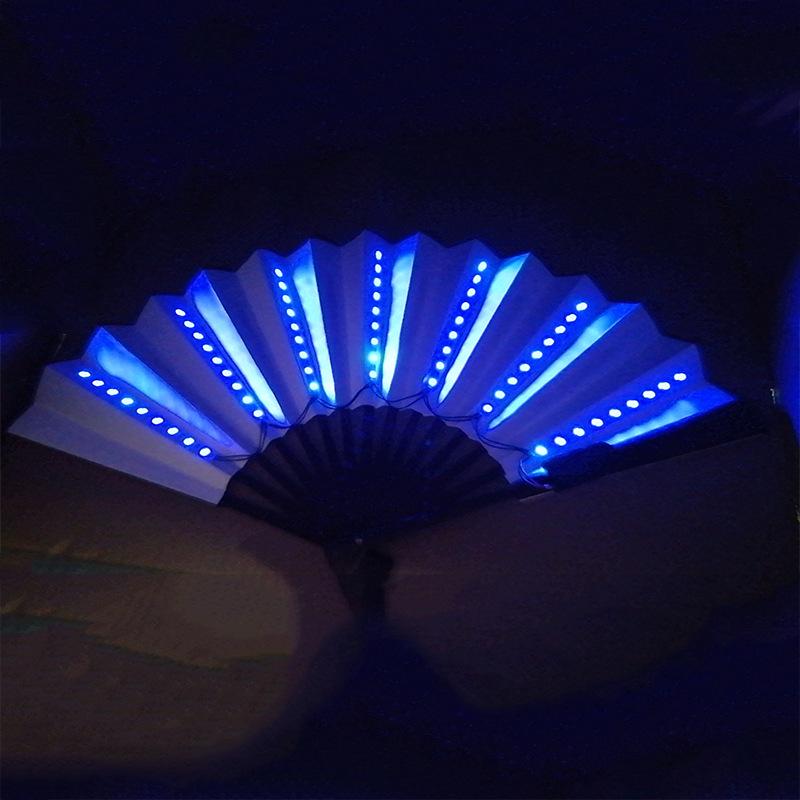 Rose Lace Edge LED Folding Fan - Wedding Gift & Dance Prop