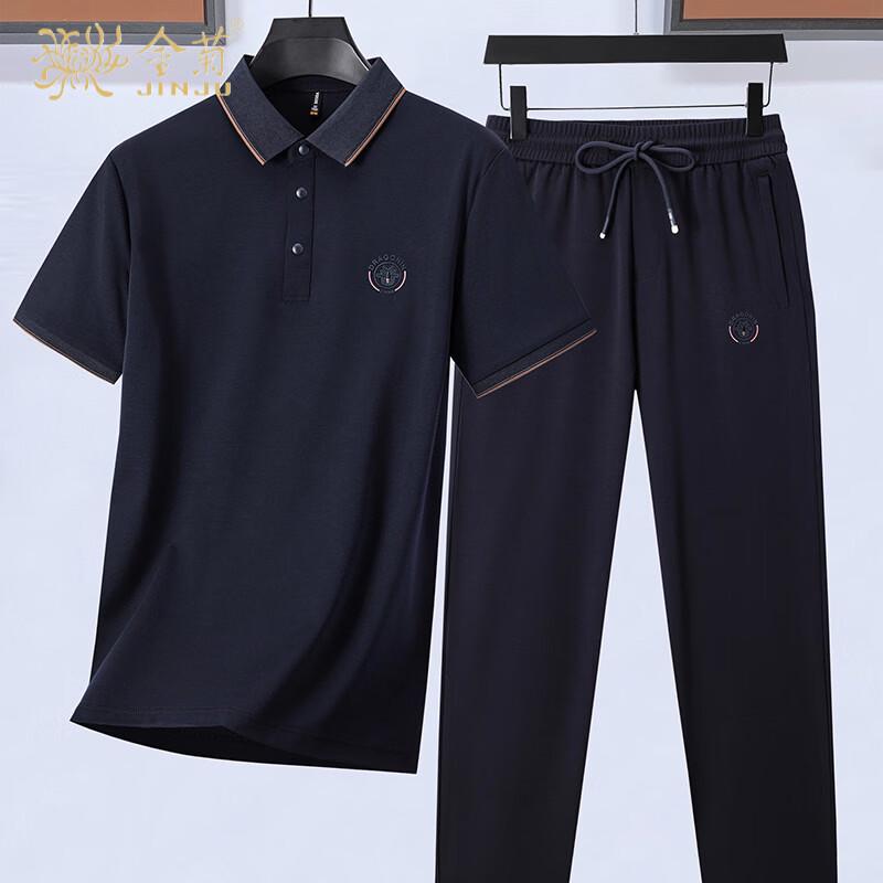 Men's Summer Silk-Blend Polo T-Shirt & Casual Pants Set