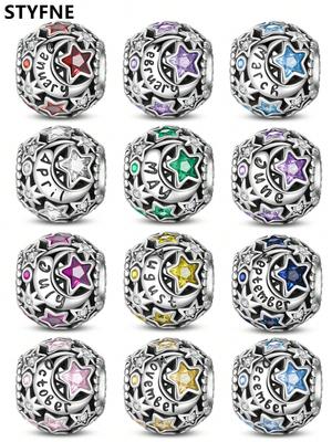 Charms Plata Copper Colors Birthstone Beads Charm Beads Charm Pendant For Original Bracelet For Women Diy Jewelry Love Gift