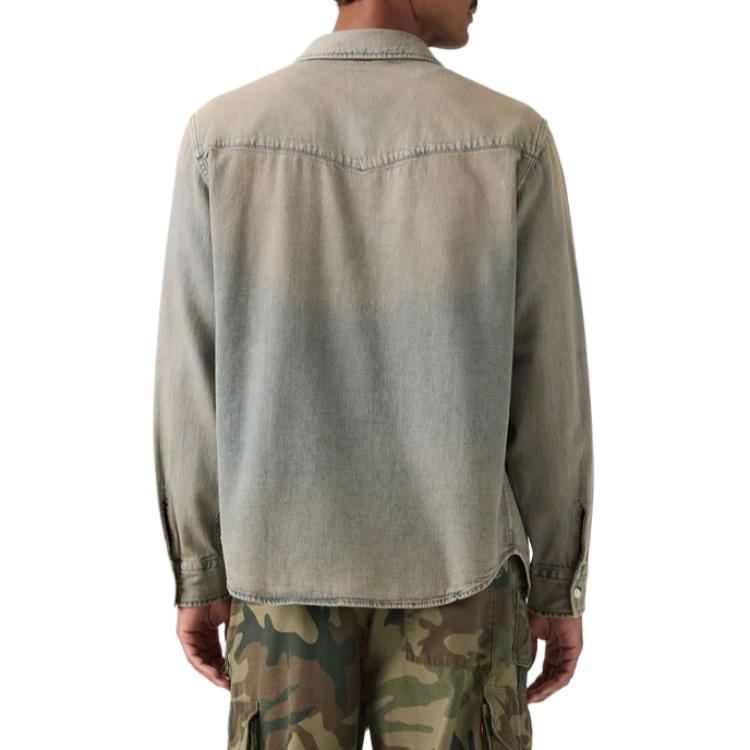 Levis Comfortable Versatile Fashion Western Loose Pointed Collar Long Sleeve Shirt Men Shirts A1919-0073