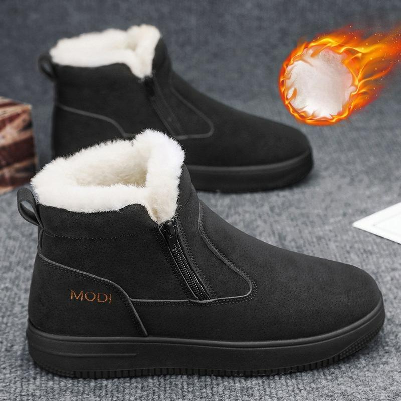 Zimowe Męskie Buty Śniegowce Wodoodporne Antypoślizgowe Pluszowe Wysokie Wygodne Ciepłe Zapinane na Zamek Outdoorowe Trampki