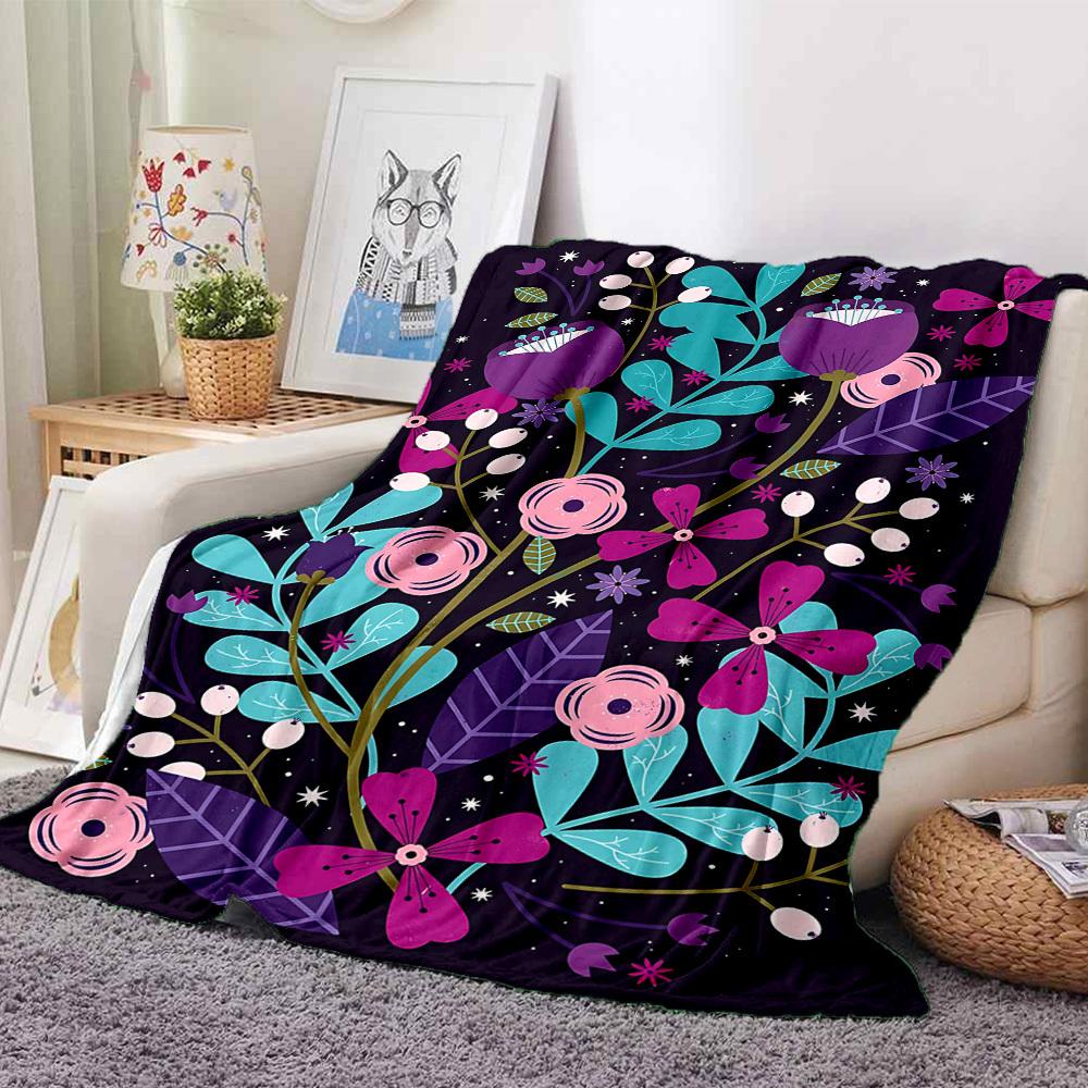 1pc Floral Fantasy Print Blanket   Lightweight Flannel Throw Blanket For Sofa, Bed, Living Room, Office, Outdoor Travel, Camping