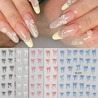 Nagelaufkleber, Japanischer Schwarz-Weiß-Einfacher Streamer-Schleifen-Französischer Klebender Nagelaufkleber Dekoration