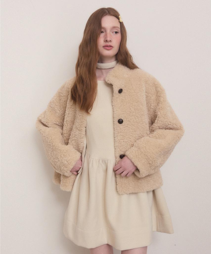 Adowl Double Flare Winter Mini Dress - Ivory