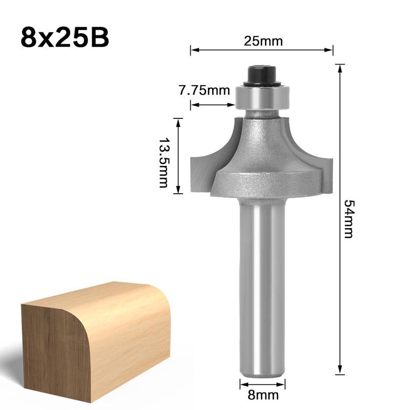 1Pc 8mm Shank Round-Over Router Bits for Wood Woodworking Tool 2 Flute Endmill With Bearing Milling Cutter Corner Round Over Bit
