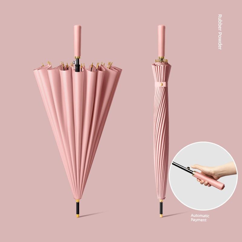 24-Rib Automatic Umbrella, Large Business Straight Umbrella, Double-Handle Factory-Printed Logo Advertising Long-Handle Umbrella