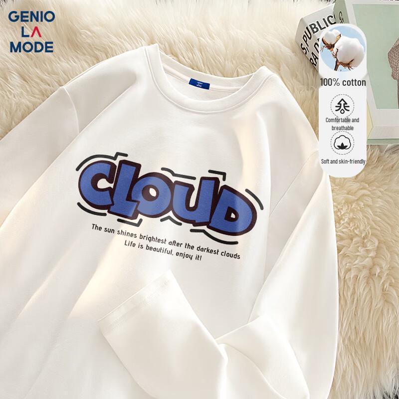 GENIOLAMODE Men s Heavyweight Pure Cotton Long-Sleeve T-Shirt M