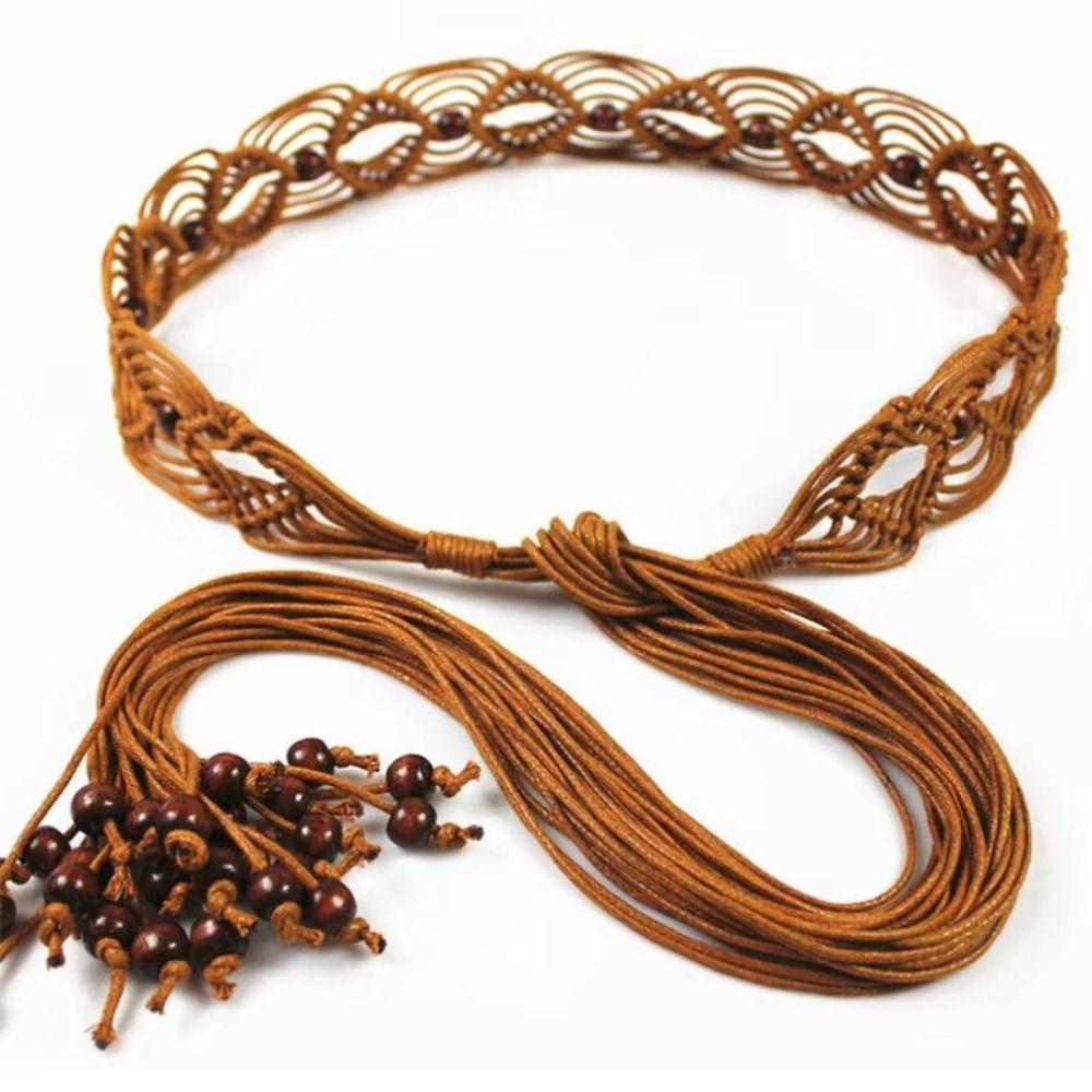 Woven Knot Waist Belt Wax Rope Dress Waistband Casual Female Waist Rope  Girls