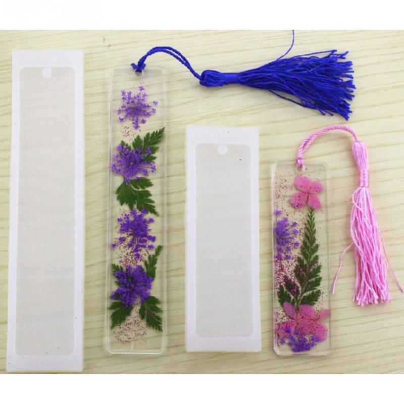 1-4PCS DIY Rectangle Silicone Bookmark Mould Making Epoxy Jewelry Resin Mold UK