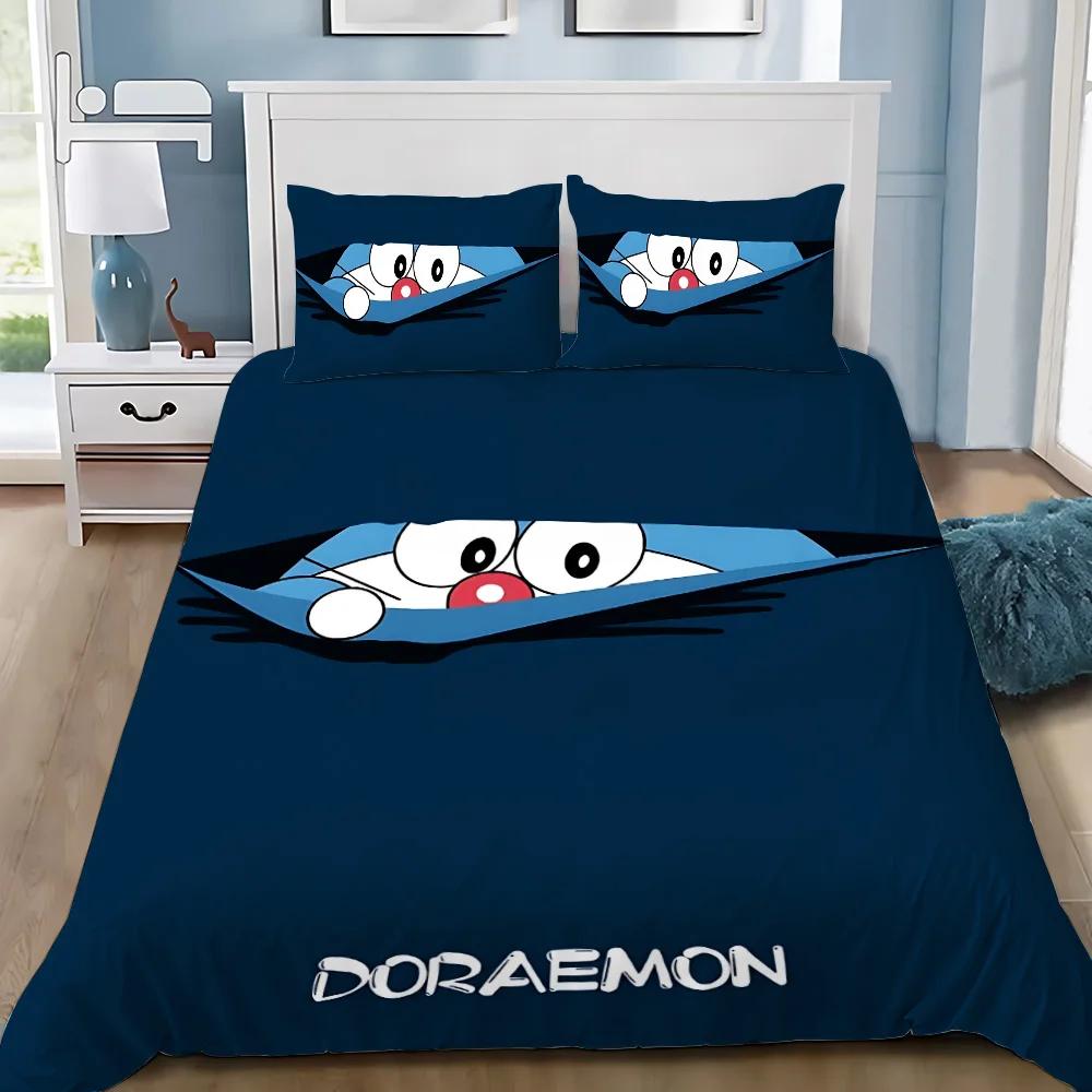 Carton D-Doraemons Soft Duvet Cover Pilowcase Children Beding Set Adult People Boy Girl Bedrom Decoration Gift Single Double Large Sized Dimensions