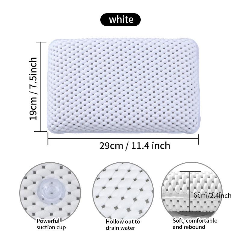 Waterproof PVC Foam Bath Pillow with Suction Cups for Home & Hotel Spa