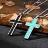 Stainless Steel Men'S Necklace Cross Turquoise Natural Tiger Eye Sweater Chain Pendant Pn-2224