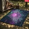 Neon Mandala Flower Area Rug, Psychedelic Galaxy Carpet for Living Room, Non-slip Boho Starry Sky Floor Mat for Bedroom Decor