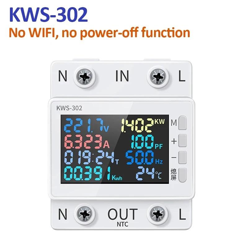 KWS-302 8 In1 Power Meter AC Digital Display Multifunctional Rail Voltage and Current Meter 170-300V/63A Ammeter Voltmeter