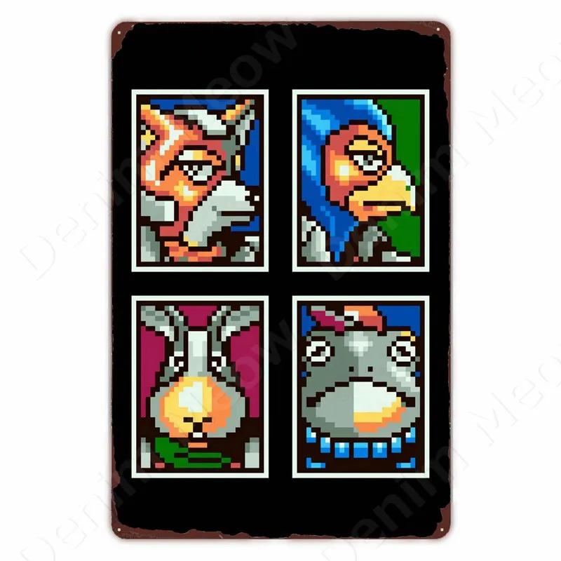 Klassieke Pixel Games Vintage Retro Metalen Tinnen Bord Oud Spellen Kunst Poster Ruimte Pixel Game Plaque voor Thuis Kamer Club Bar Muurdeco