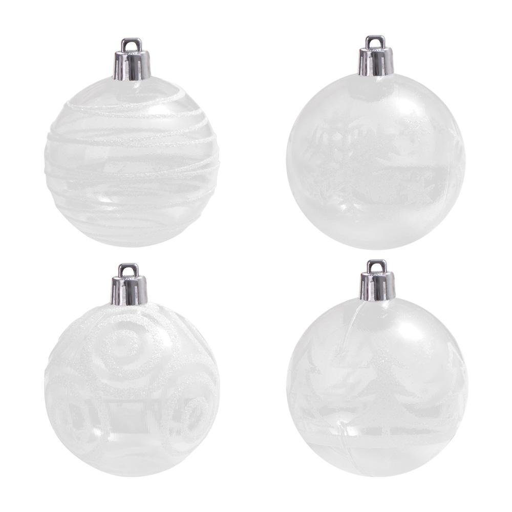 6pcs 6cm Transparent Snow Christmas Balls Pendants for Christmas Tree Decoration Clear Baubles Hanging Ornaments Xmas Navidad