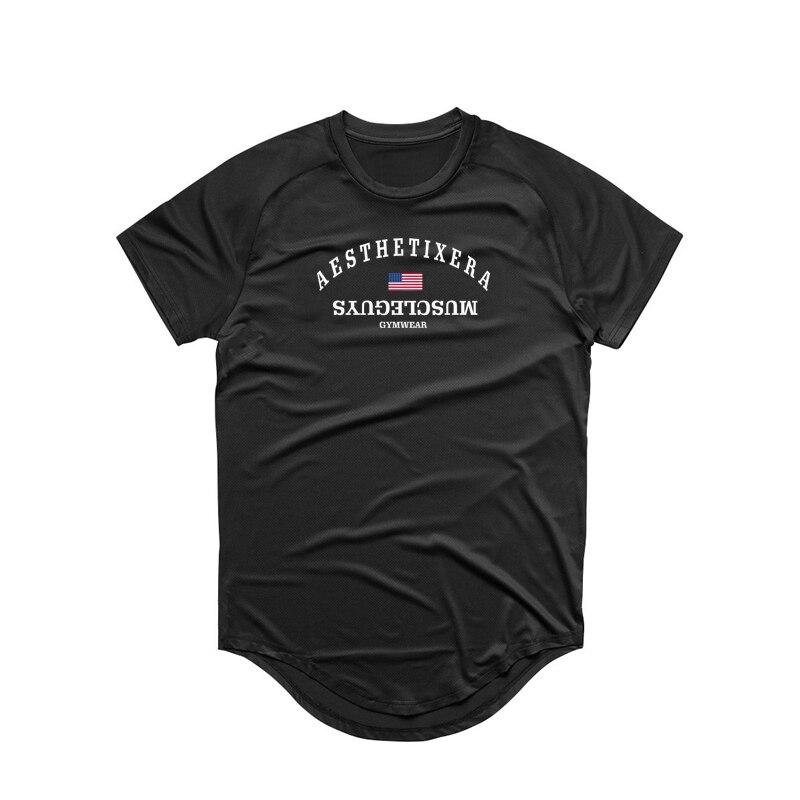 Muscleguys Îmbrăcăminte de vară Tricou casual sport pentru bărbați Fitness Uscare rapidă Respirabil și răcoros cu mânecă scurtă