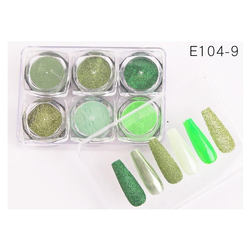6 ks nail art třpytivý prášek na zdobení nehtů lesknoucí se pigmentové vločky flitr nail art dekorace