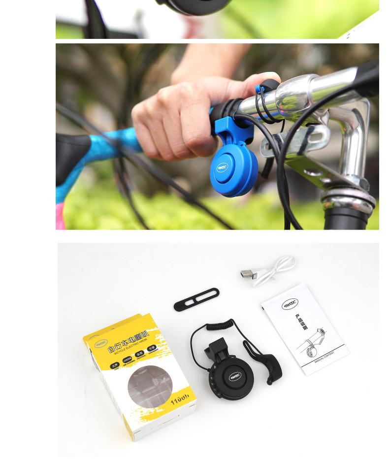 Bicycle Bell 120db Cycling Electric Bike Bell USB Rechargeable IP65 Waterproof Anti-dust Mini Size Bicycle Horn