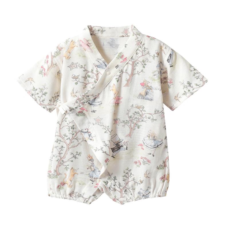 EMXEE Baby Gauze Short Sleeve Romper Bodysuit