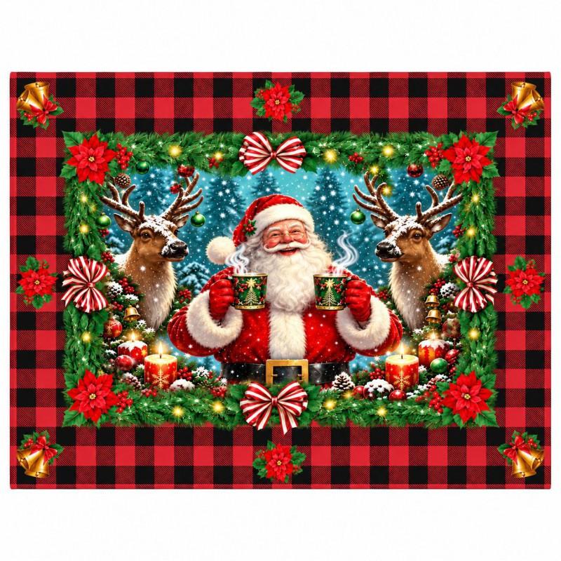 Christmas Tablecloth Festive Snowman Santa Print Dining Table Decor Gift
