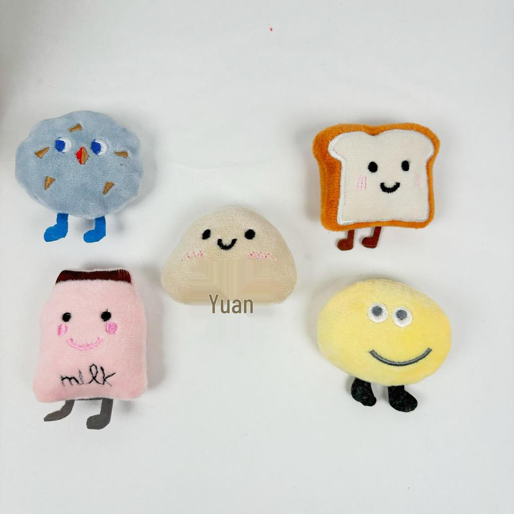 Cartoon Plush Bread Toast Brooch & Hair Accessories Set