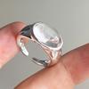 Xiaomi 925 Sterling Silver Rings For Women Geometric Fine Jewelry Finger Adjustable Wide Stone Ring For Party Birthday Gift