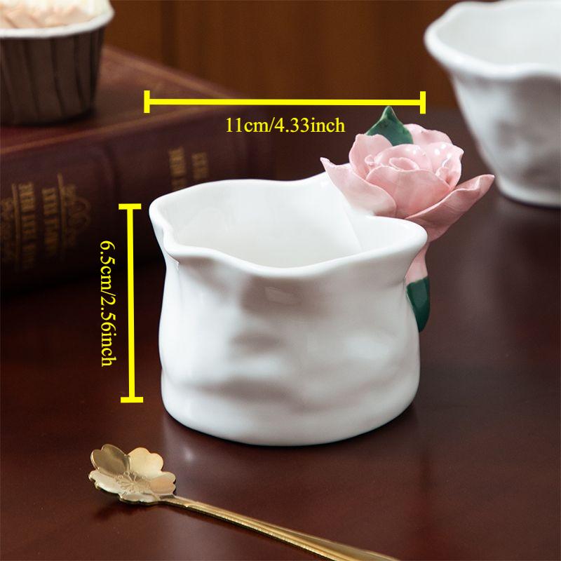 1PC Handmade Flower Cup Rose Ceramic Coffee Cup Mug Mug Souvenir Tea Cup Afternoon Tea Party Home Tableware Decoration