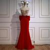 Black bow fishtail evening dress crystal beads high-end thin wedding performance dress LA11010