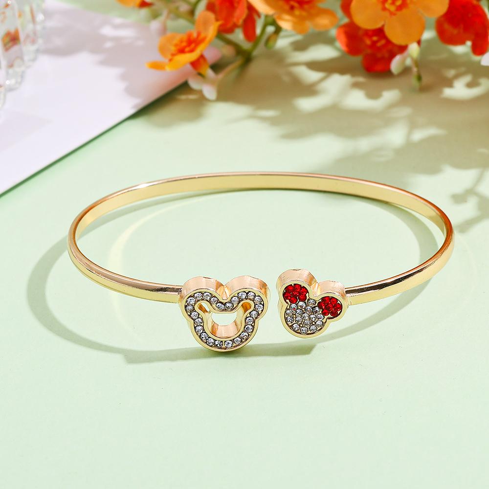 Mickey Mouse Luxury Gold Color Bangles For Women Fashion Cubic Zirconia Bracelets Party Jewlery Accessories Gift