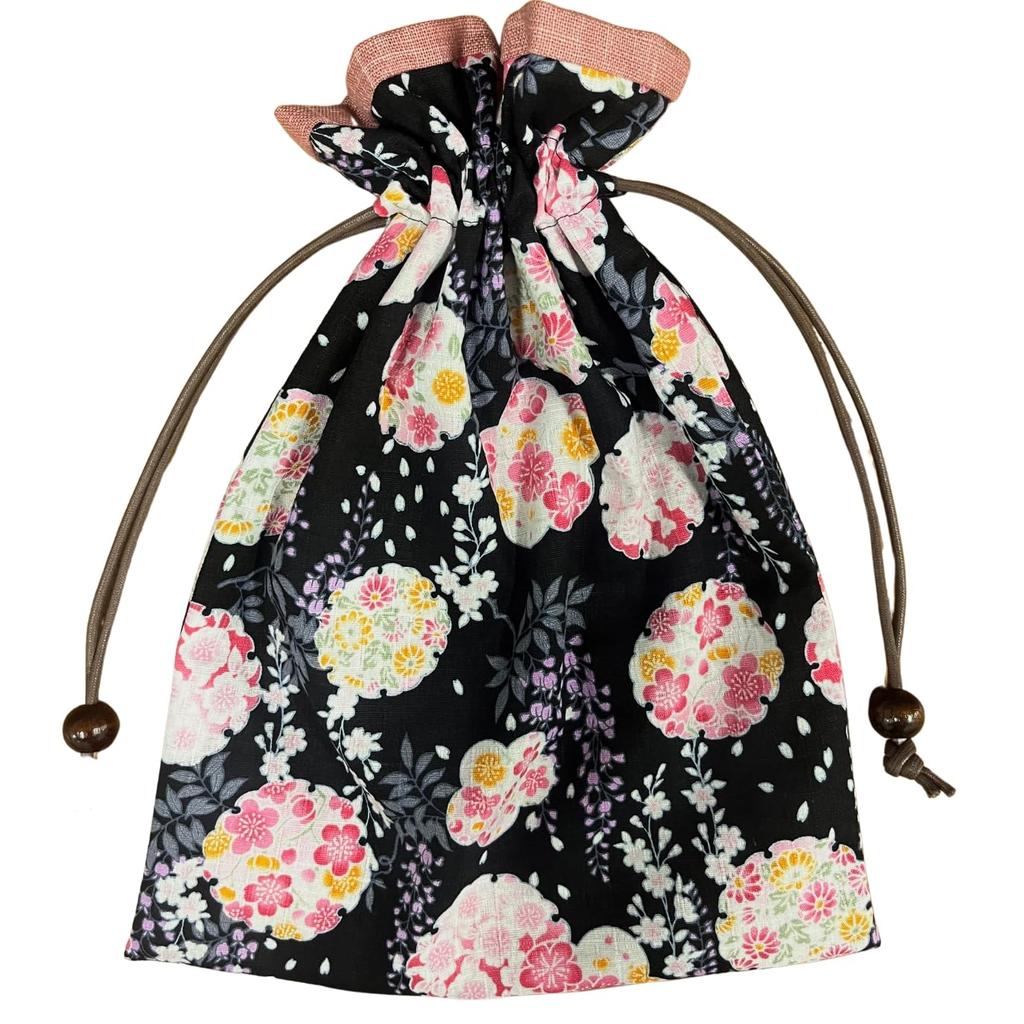 Handmade Workshop FUJITA Drawstring Floral Goshuincho Japanese Pattern Bag, Pattern, (Seal Book) Holder,