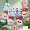 1PC Smiling Crown Cloud Character 750ml Color Plastic Sports Water Bottle Leakproof Flip Straw Lid Suitable for Sports Office Home Use